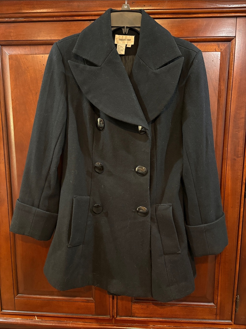Newport News Black Double-Breasted Women's Peacoat